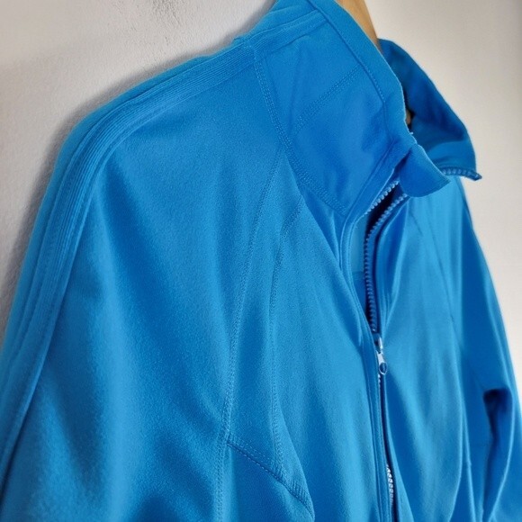 Zella Full Zip Tulip Cuff Long Sleeve Knit Athletic Track Jacket - Picture 3 of 10